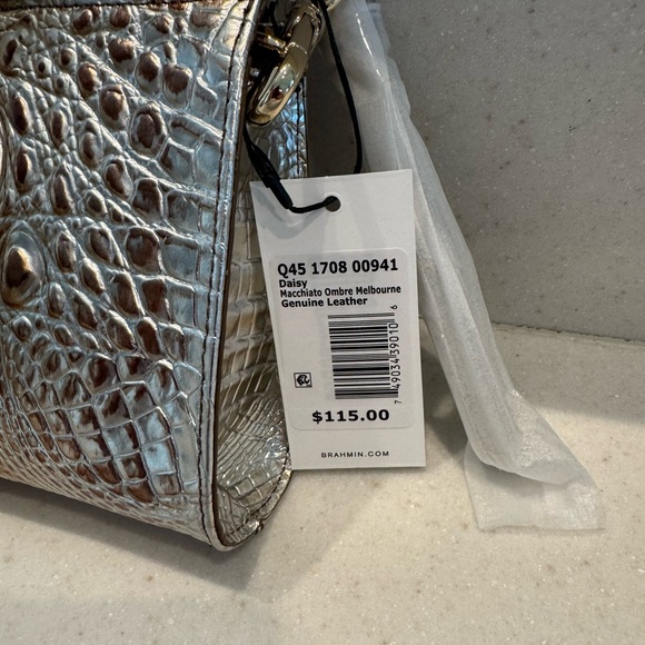 Brahmin Silver and Gold Embossed Leather Bag - Picture 3 of 3